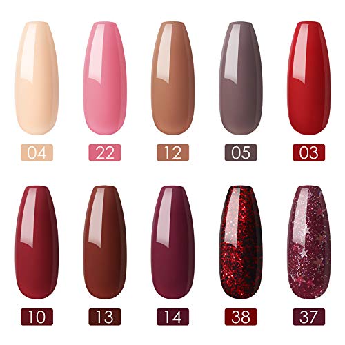 Shelloloh UV Nagellack Set 10 Farben UV Gel lak Soak off Gel polish Gel-Lack Kit 10ml - Afbeelding 3