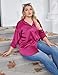 IN'VOLAND Womens Plus Size Satin Blouse Button Down Shirts Casual V Neck Long Sleeve Office Work Tops Rose Red
