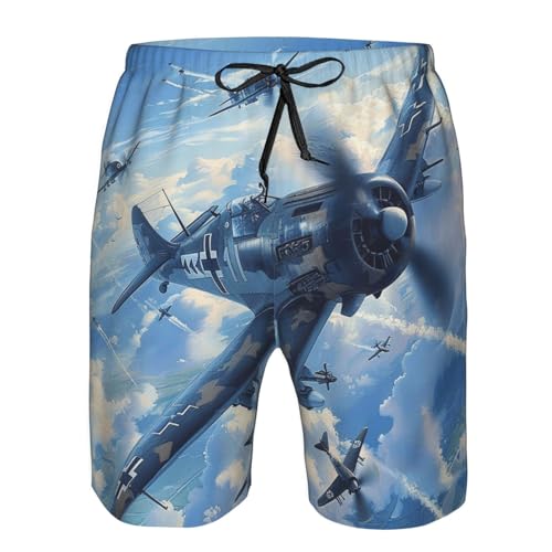 Men's Quick Dry Swim Shorts Fighter Aircraft World War Ii Military Plane Vintage Beach Trunks with Pockets3