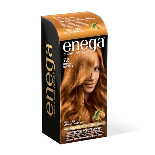 Image of Enega No Ammonia Grey Coverage Long Lasting Creme Hair Color With Argan Oil & Green Tea Extract - Pack of 1(150 ML) (Honey Blonde)