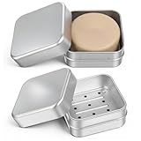 Seifendose Reise 2 Stück Aluminium Seifenbox mit Deckel Wasserdicht Seifenschale mit Abtropfgitter...