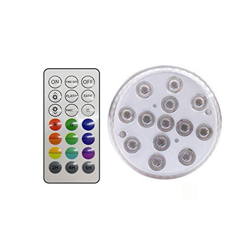 Luces LED sumergibles con control remoto, luces LED subacuáticas impermeables que funcionan con pilas, luz decorativa para acuario, estanque, piscina, jardín, boda, fiesta