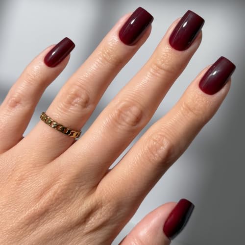 Glamnetic Fall Press On Nails, Medium Square Glossy, Cherry Mocha