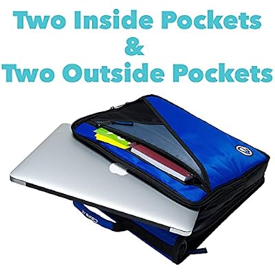 Case-it Universal Zipper Binder | 2-Inch O-Rings, 13-Inch Laptop/Tablet Padded Pocket, 400 Sheet Capacity, Multiple Storage Pockets & Shoulder Strap | School & Office Organizer | LT-007 Blue