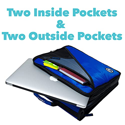 Image of Case-it Universal Zipper Binder | 2-Inch O-Rings, 13-Inch Laptop /Tablet Padded Pocket, 400 Sheet Capacity, Multiple Storage Pockets & Shoulder Strap | School & Office Organizer | LT-007 Red | 6 Pack