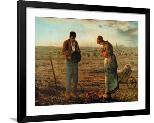 ART.COM Wall Art Print The Angelus on Black Frame by Jean-Fran?ois Millet, 40" x 32"
