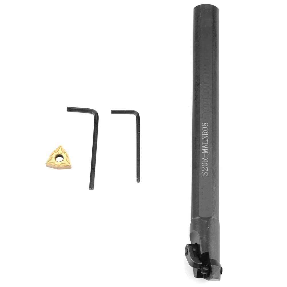 Herramienta de torneado de torno, 20x200mm S20R-MWLNR08 Herramienta de torneado de torno CNC Soporte de barra de mandrinar Mano derecha 95 grados con hoja WNMG0804