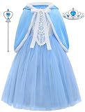 knemmy Elsa Costume for Girl Elsa Dress with Cape Princess Dress Up Clothes for Little Girls Fancy P