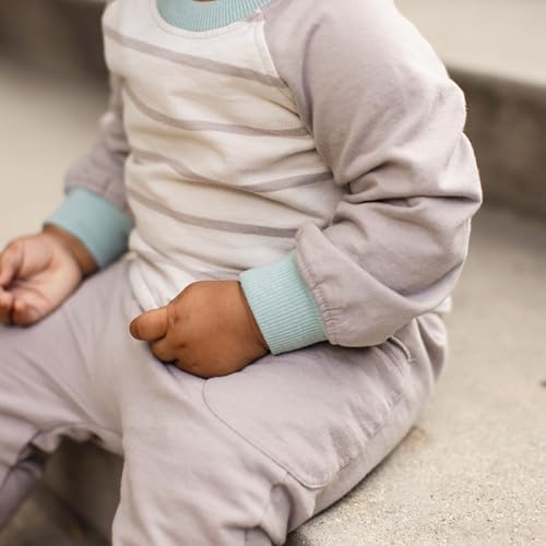 Image of Burt's Bees Baby Boys Organic Cotton Sweatshirt & Jogger Set, Outfit Bundle
