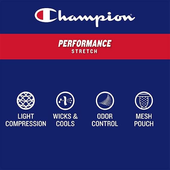 Champion Men's Boxer Briefs, Performance Stretch, Moisture Wicking, Multi-pack