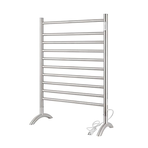 NORTTA Freestanding Towel Warmer 10 Bars Plug-in Option 3 Working Modes Brushed Stainless Steel...