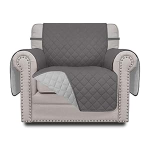 Easy-Going Chair Sofa Slipcover Reversible Sofa Cover Water Resistant Couch Cover Furniture Protector Cover with Elastic Straps for Pets Kids Children Dog Cat (Chair, Gray/Light Gray)