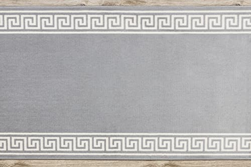 Alfombra de pasillo morad grek estilo moqueta gris con estampado griego, 60x500 cm 4