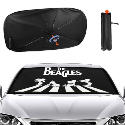 スヌーピー (6) 車用 サンシェード 傘型 折り畳み式 フロントガラス用 車用パラソル 日よけ 遮光 強力断熱 日焼け対策 車内用品 UVカット 紫外線反射 暑さ対策 車中泊 仮眠 プライバシー保護 盗難防止 10秒取付け簡単 収納便利 収納ポーチ付き