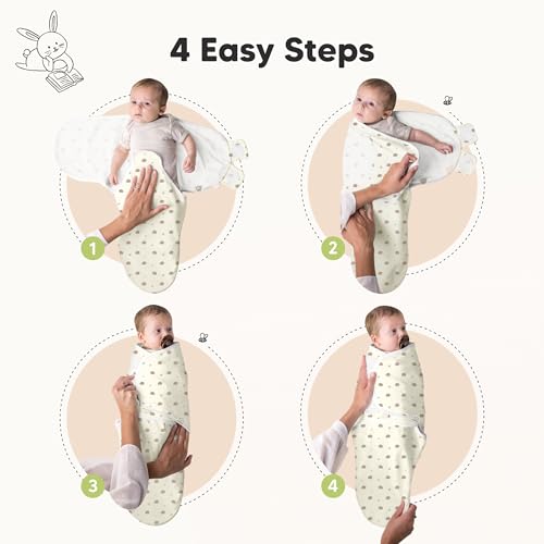 Image of 3-Pack Organic Baby Swaddle Sleep Sacks - Swaddles for Newborns, Infant 0-3 Months, Baby Girls, Boys, Soft & Snug Newborn Sleep Sack, Nursery Swaddling Blankets (Nibbles /Bruce, OS)
