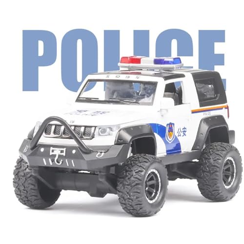 Image of 1:32 Police Toy Car for Kids Diecast Metal Car Light Sound Pullback Openable Door