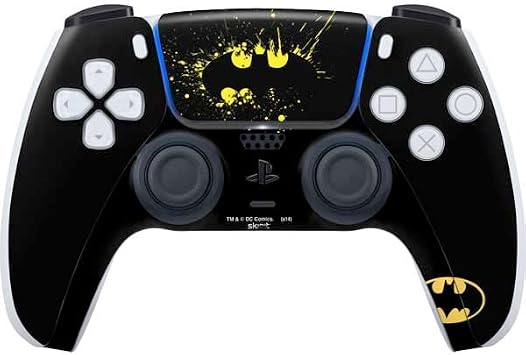 Skinit Decal Gaming Skin Compatible with PS5 Controller - Officially Licensed DC Comics Batman Logo Yellow Splash Design