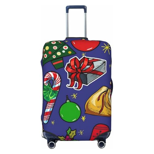 Christmas Retro Vintage Colorful Holiday Art Luggage Cover, Protective Washable Suitcase Cover - Travel High Elastic Fibers Suitcase Protector Fits X-Large