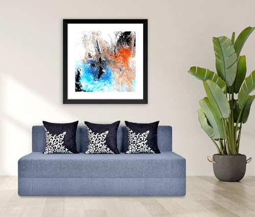 Image of Three Seater Sofa Cum Bed 5x6 Ft with Soft Foam Cushioning, Comfortable Foldable Sofa Bed for Living Room, Bedroom, Guest Room & Office(Slate Blue)