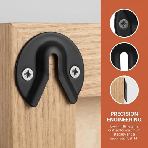 Image of TEHAUX 20pcs Keyhole Hangers, Black Iron Mirror Picture Frame Hangers, Keyhole Hanging Plates Metal Fasteners for Fasteners Rivet Fittings