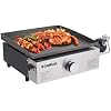 Camplux Propane Gas Grill,Flat Top Grill Station for Kitchen,Camping,Outdoor,Tabletop -Stainless Steel BBQ Griddle with Knobs & Ignition,17inch