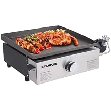 Camplux Propane Gas Grill,Flat Top Grill Station for Kitchen,Camping,Outdoor,Tabletop -Stainless Steel BBQ Griddle with Knobs & Ignition,17inch