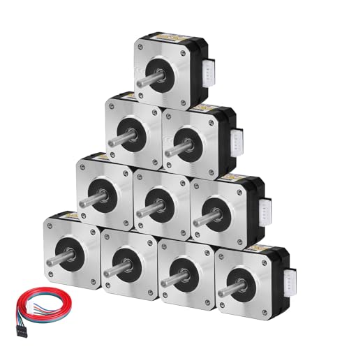 Moteur pas à pas Nema 17 lot de 10 biphasé 1.8° 0.16Nm arbre 24mm 5mm pour imprimante 3D et robot