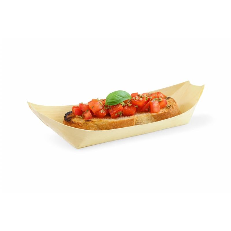 Barquilla de madera PacknWood de 22 cm bandejas ecológicas para catering y hostelería 100 unidades