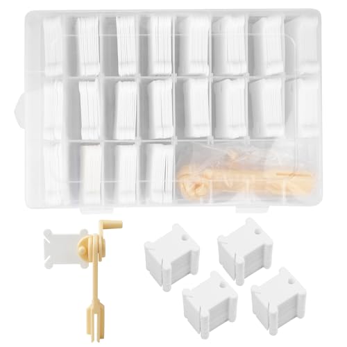 Embroidery Floss Organizer, 200 Pcs White Floss Bobbins with 1 Pc...
