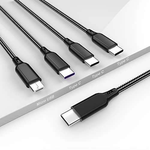 Câble de charge USB C 4 en 1 [3 m/10ft] - Câble de charge rapide universel en nylon micro USB type C pour Samsung Galaxy S10 S9 S8 S7 A5, Huawei P30 P20, Xiaomi, Google Pixel, LG, Oneplus Cover
