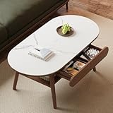 MATÉRIAUX DE HAUTE QUALITÉ : Fabriquée en bois massif et en ardoise de première qualité, cette table basse offre une durabilité exceptionnelle et une finition bois naturel. Supportant jusqu'à 136 kg, elle constitue un ajout robuste et élégant à tout salon ou bureau.