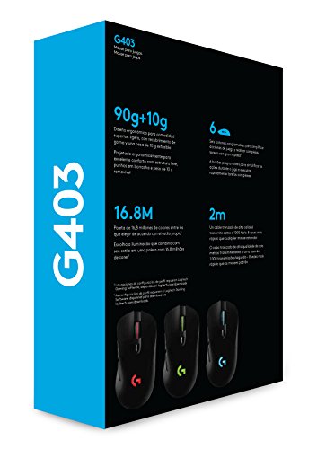 Mouse RGB para Jogo com Fio G403 Prodigy, 16.8 Milhões de Cores de Iluminação de Fundo, 6 Botões Pro
