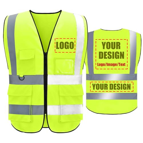 Custom Logo Vest, Personalized Safety Vest, High Visibility Safety Vest With Custom Logo Class 2 Reflective Work Vest, Meets ANSI/ISEA Standards