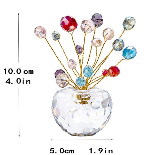 H&D Crystal Money Tree Statue Round Rondelle Beads Souvenir Collection Desktop Paperweight Car Decoration (Mix Color)