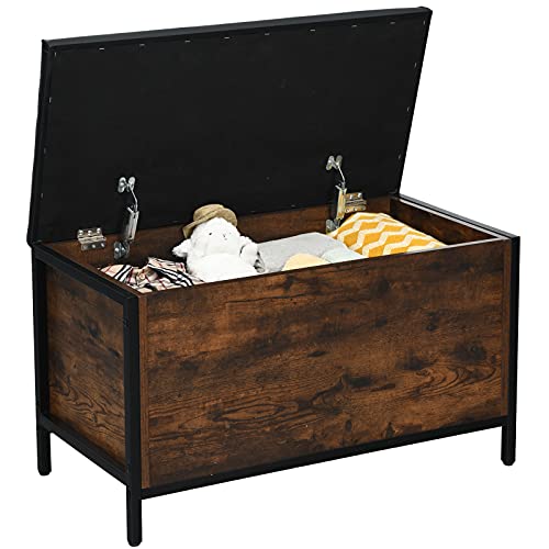 Giantex Industrial Storage Bench, Flip Top Storage Ottoman, Toy Box Organizer, Faux Leather Footrest Bench With Padded Seat, Bed End Stool, Entryway Storage Bench, Supports 265Lbs #TOP23