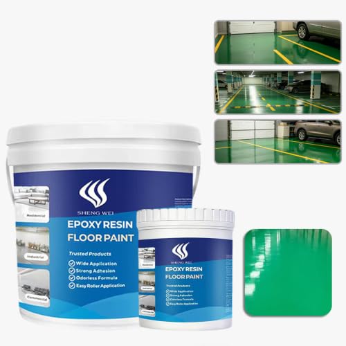 SHENGWEI Epoxy floor paint,Green‑ 1 Gallon, Covers 120 Sq Ft