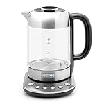 Haden Richmond Kettle – Electric Variable Temperature Fast Boil Kettle, 3000W, 1.7Litre, Brushed Stainless-Steel & Glass, Silver