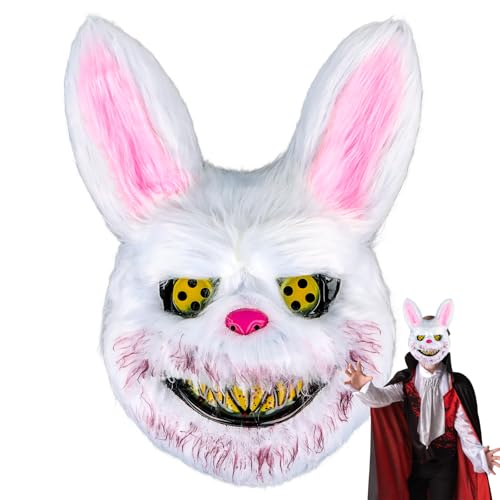 Byffoer Horror Hasenmaske, Blutige Kaninchen Maske für Erwachsene und Kinder, Halloween Bunny Maske für Kostüm, Karneval, Party & Cosplay Byffoer Horror Hasenmaske, Blutige Kaninchen Maske für Erwachsene und Kinder, Halloween Bunny Maske für Kostüm, Karneval, Party & Cosplay