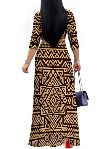 Image of PinkPatty Plus Size Maxi Dresses for Women Casual Flowy Long Dress 3 /4 Sleeve V Neck Wrap Dress with Belt