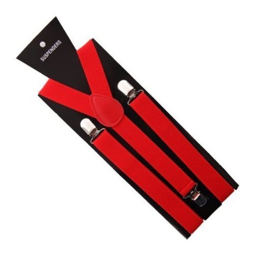 Flissy Bretelles élastiques réglables avec boutons pression et boucles en métal Rouge
