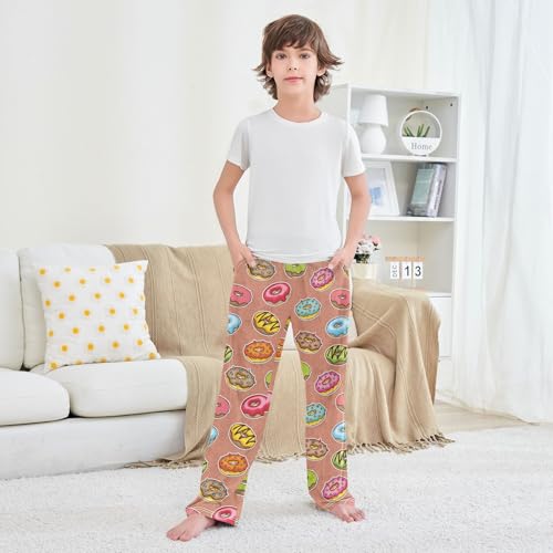 Boys' Pants Colorful Donut Dessert Long Bottoms Jogger Pants Elastic Waist Trousers with Pockets S-XL3