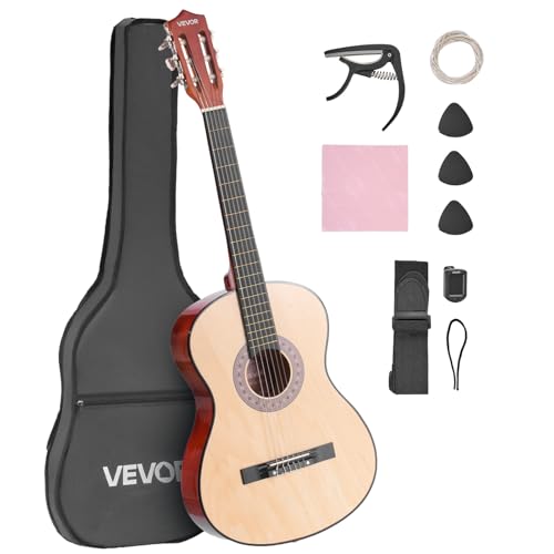 VEVOR 38 Inch Beginner Acoustic Guitar, Classical Guitar Full Starter Kit with Nylon Strings, Gig...