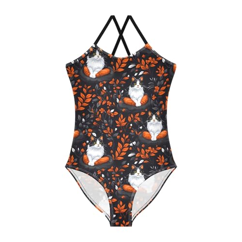 Girl's One Piece Swimsuit Elegant Black Cat Seat Beach Bathing Swimwear