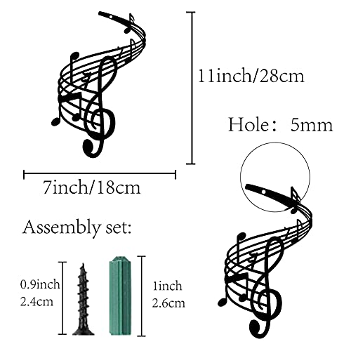 Creatcabin Music Notes Wall Art Metal Wall Decor Black Wall Signs Hanging Sculpture For Home Bedroom Kitchen Garden Housewarming Gift Christmas Halloween Holiday Wall Decoration Small- 7 X 11Inch #TOP1