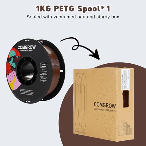 Image of Comgrow PETG 3D Printer Filament 1.75mm, High Precision and Tough 3D Printer Filament 1kg (2.2LBS), Dimensional Accuracy + /- 0.02 mm, Fit Most 3D Printers Coffee