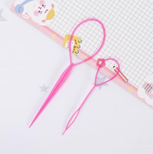 1Set(2pcs) Plastic Magic Hair Braid Ponytail Maker Clip Tool Simple Diy Hair Style Accessories Styling (Pink)