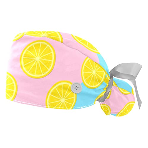 Chapeaux bouffants JDEZ en lot de 2 avec imprimé citron frais et aéré pour le travail