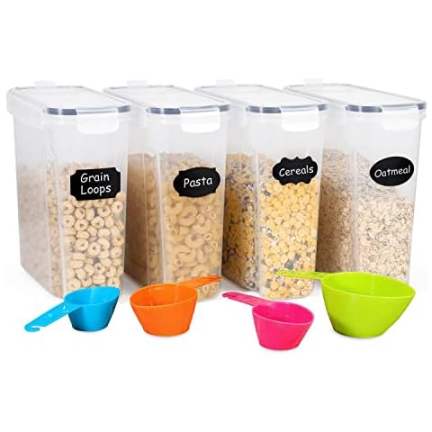 Vinsani 4 Pack Airtight Cereal Containers Cover