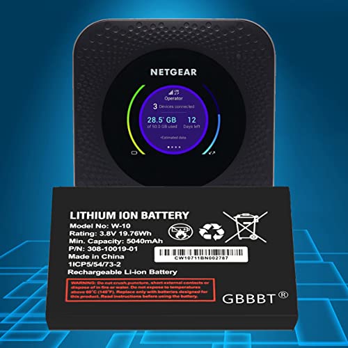 Gbbbt W-10 Battery, 5040Mah 3.8V Replacement Battery For Netgear Mr1100 At&T Nighthawk M1 Lte Mobile Hotspot Router Netgear 308-10019-01 W-10 W-10A (Pack Of 2) #TOP1