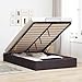 vidaXL Ottoman-Bett ohne Matratze Dunkelbraun 120x200 cm Stoff, Bettrahmen, Bettgestell mit Stauraum, Polsterbett, Bettgestell